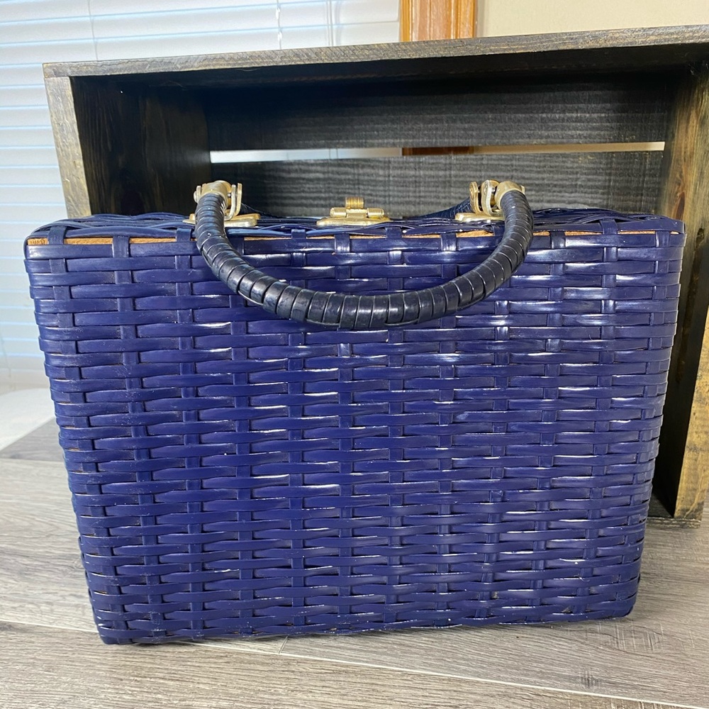 Vintage Lesco Lona Navy Wicker Purse
